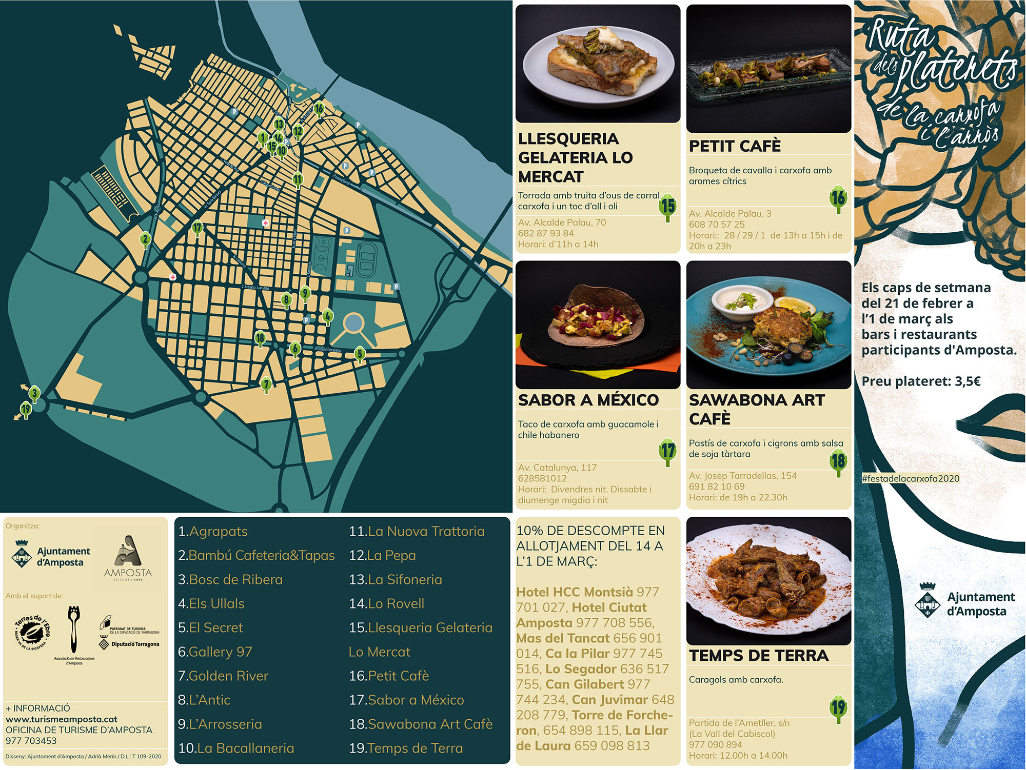 Ajuntament d´Amposta > Comunicació > Dinou bars i restaurants participaran a la primera edició de la Ruta dels platerets de la carxofa i l’arròs